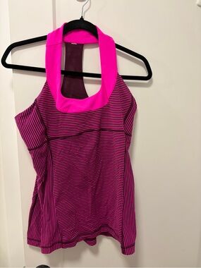 lululemon athletica Pink Striped Halter Tank